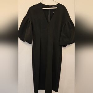 Zara Elegant Black Dress with Puff Sleeves